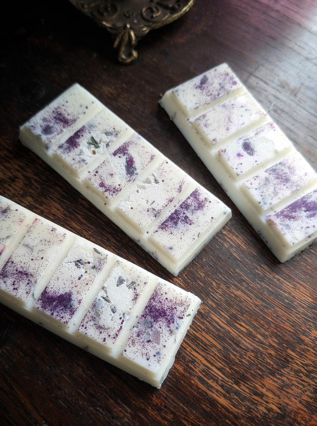 Lavender Sparkle Wax Bar • Lepidolite Infused • Freshly Picked Lavender Fragrance