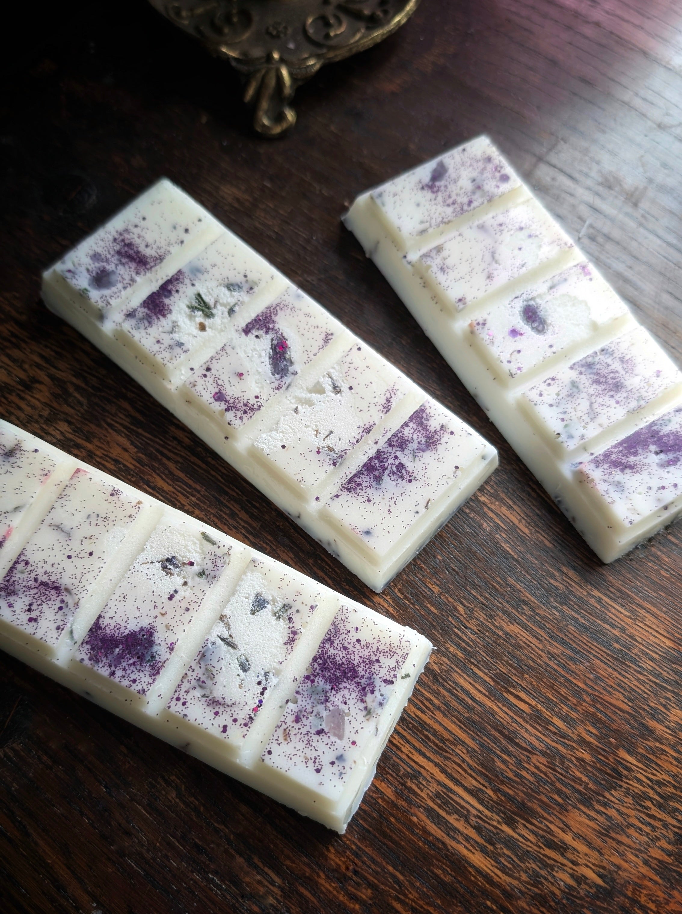 Lavender Sparkle Wax Bar • Lepidolite Infused • Freshly Picked Lavender Fragrance