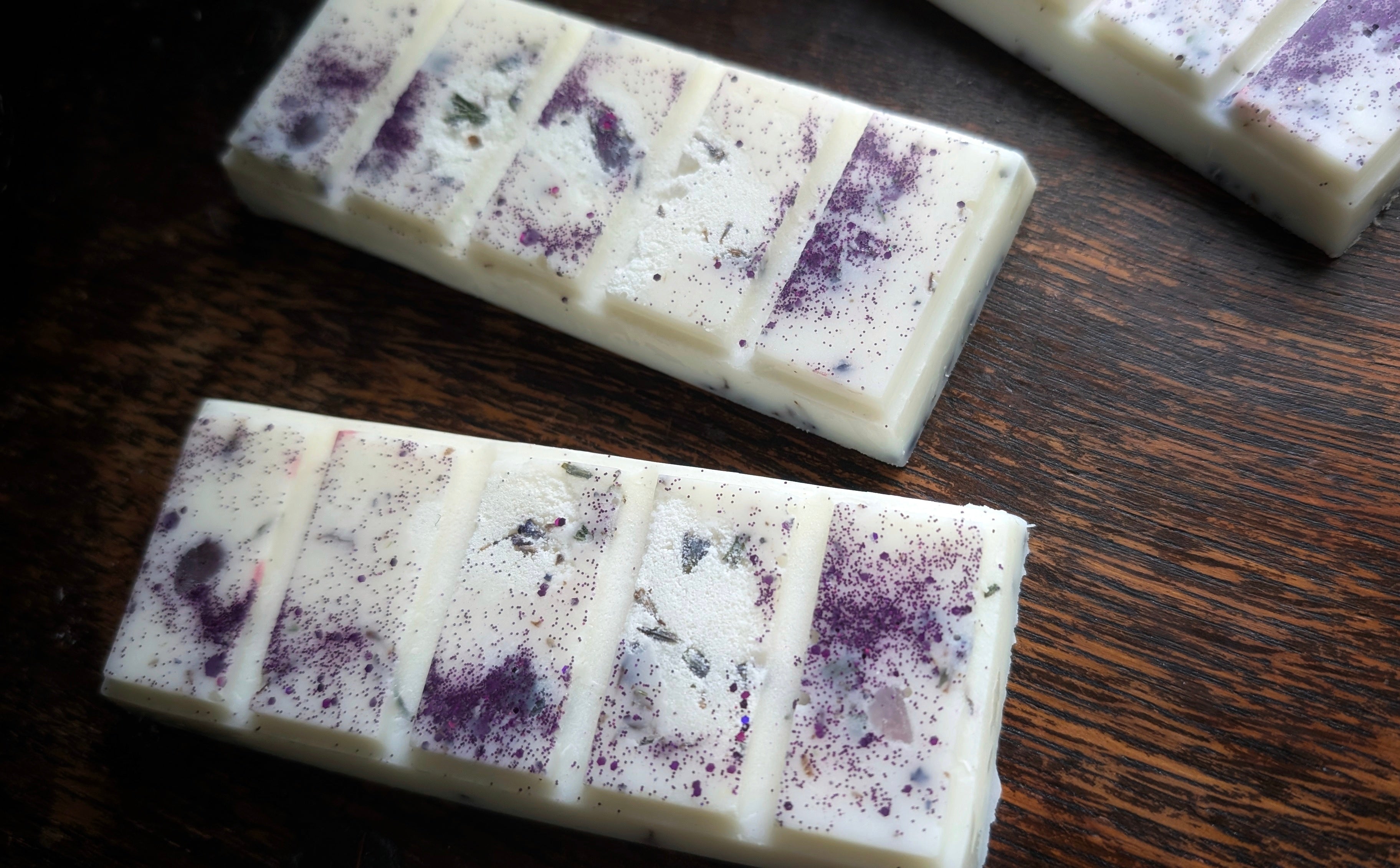 Lavender Sparkle Wax Bar • Lepidolite Infused • Freshly Picked Lavender Fragrance