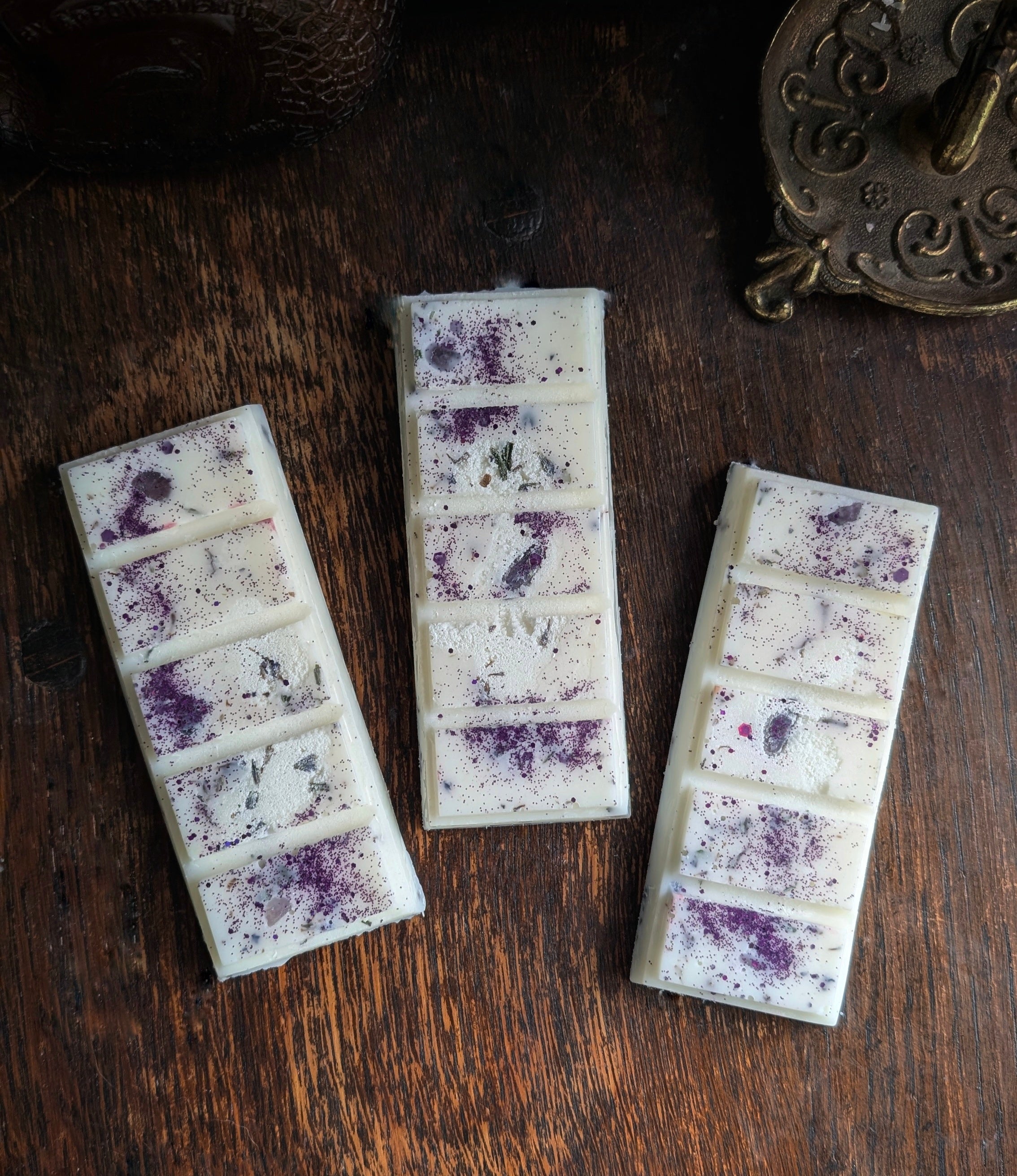 Lavender Sparkle Wax Bar • Lepidolite Infused • Freshly Picked Lavender Fragrance