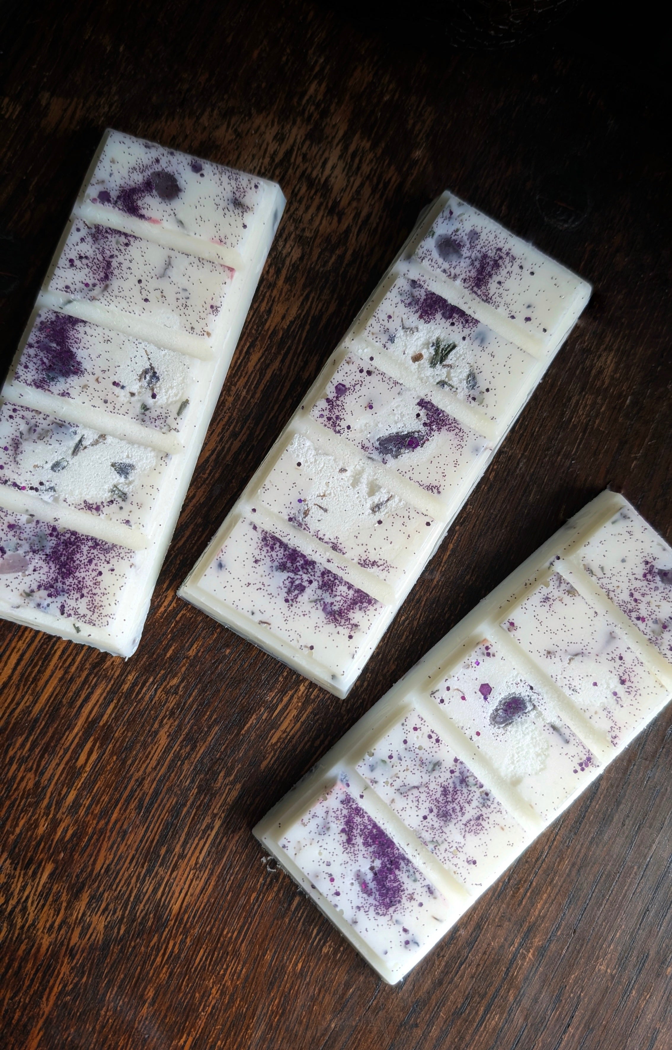 Lavender Sparkle Wax Bar • Lepidolite Infused • Freshly Picked Lavender Fragrance
